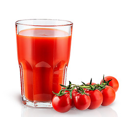 Image showing Tomato juice and cherry tomatoes