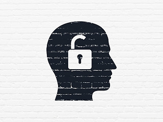 Image showing Business concept: Head With Padlock on wall background