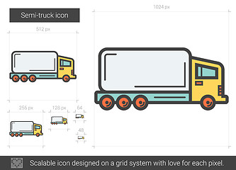 Image showing Semi-truck line icon.