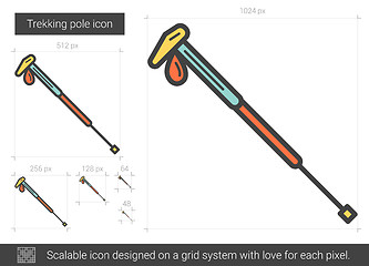 Image showing Trekking pole line icon.