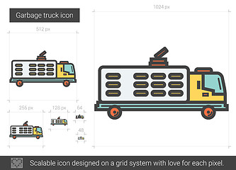 Image showing Garbage truck line icon.