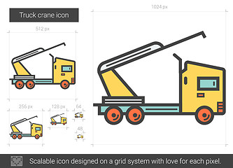 Image showing Truck crane line icon.