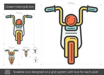 Image showing Cruiser motorcycle line icon.