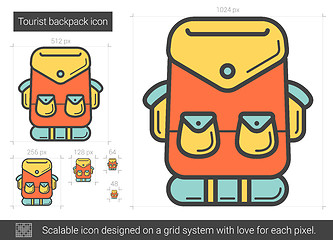 Image showing Tourist backpack line icon.