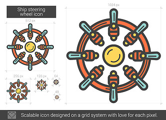 Image showing Ship steering wheel line icon.