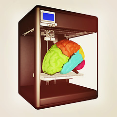 Image showing Medical 3d printer for duplication of human brain. 3D Bio-printe