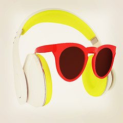 Image showing Sunglasses and headphone for your face. 3d illustration. Vintage