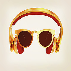 Image showing Sunglasses and headphone for your face. 3d illustration. Vintage