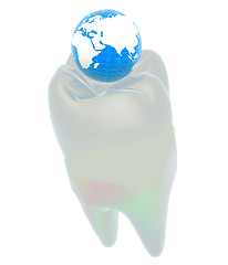 Image showing Tooth and Earth. 3d illustration