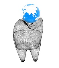 Image showing Tooth and Earth. 3d illustration