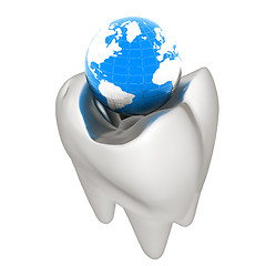 Image showing Tooth and Earth. 3d illustration