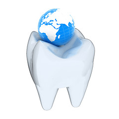 Image showing Tooth and Earth. 3d illustration