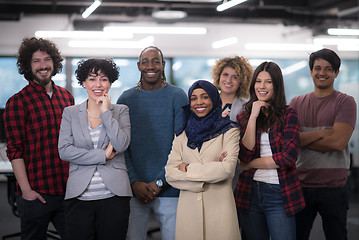 Image showing portrait of young excited multiethnics business team