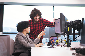 Image showing software developers couple writing programming code