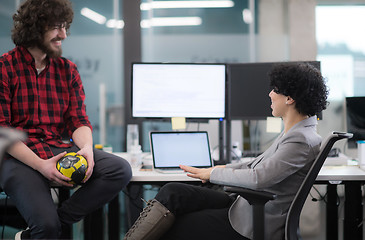 Image showing software developers couple writing programming code