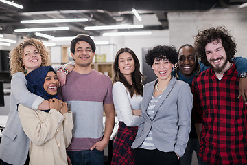 Image showing portrait of young excited multiethnics business team