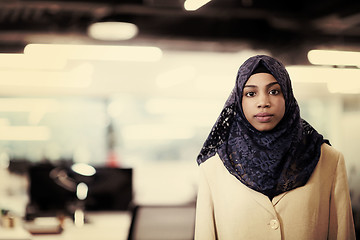 Image showing Portrait of black muslim female software developer