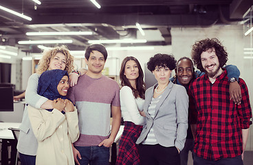Image showing portrait of young excited multiethnics business team