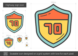 Image showing Highway sign line icon.