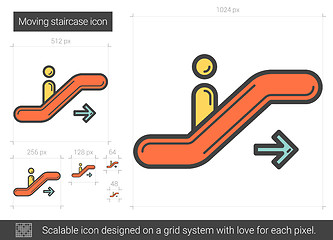 Image showing Moving staircase line icon.