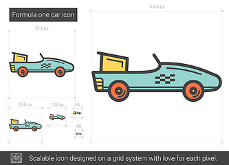 Image showing Formula one car line icon.