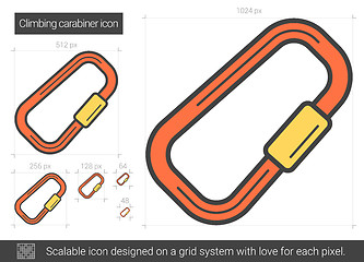 Image showing Climbing carabiner line icon.