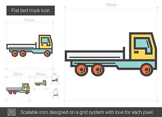 Image showing Flat bed truck line icon.