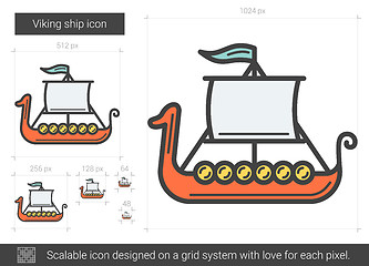 Image showing Viking ship line icon.