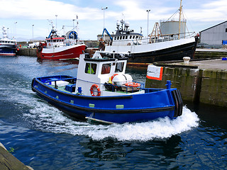 Image showing Harbour Workboat at Speed.