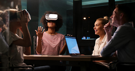 Image showing Multiethnic Business team using virtual reality headset