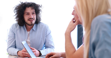 Image showing Startup Business Team At A Meeting at modern office building