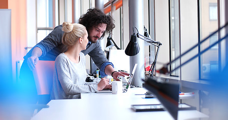 Image showing Business People Working With laptop in office