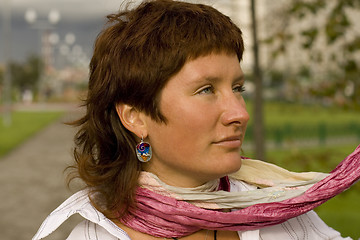 Image showing redhead woman in white