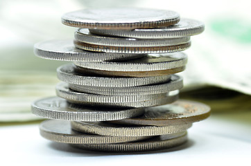 Image showing Coins stacked on each other