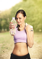 Image showing Woman running in nature