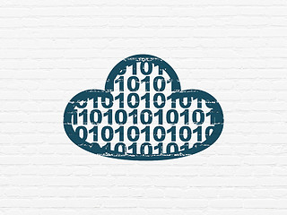 Image showing Cloud computing concept: Cloud With Code on wall background