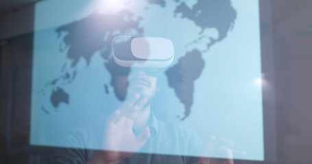 Image showing man using VR-headset glasses of virtual reality