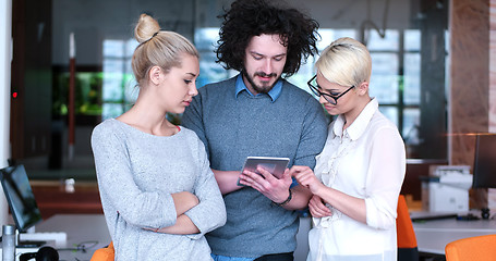 Image showing Startup Business Team At A Meeting at modern office building