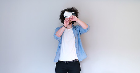 Image showing Man using headset of virtual reality