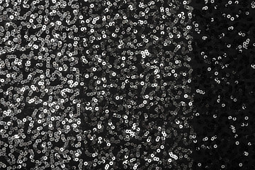 Image showing Stylish black textile with shiny silver sequins