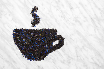 Image showing Teacup made of Black Earl gray tea leaves