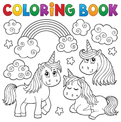 Image showing Coloring book cute unicorns 1