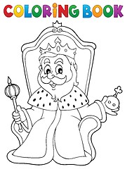 Image showing Coloring book king on throne theme 1