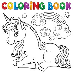 Image showing Coloring book stylized unicorn theme 1