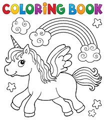 Image showing Coloring book stylized unicorn theme 2