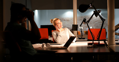 Image showing young designers in the night office