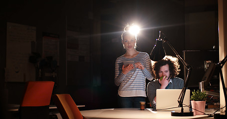 Image showing young designers in the night office