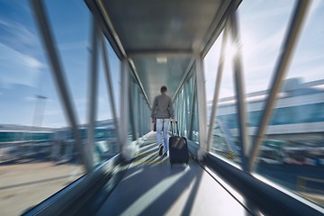 Image showing Man hurrying at airport