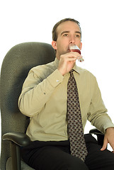 Image showing Businessman Drinking Wine