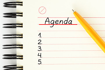 Image showing Blank Agenda Planner List Concept